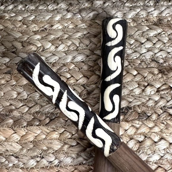 Vintage Salad Serving Set Fork Spoon African Natural Olive Wood Organic - Picture 4 of 5